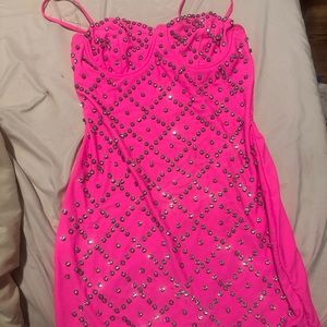 Hot pink rhinestone dress